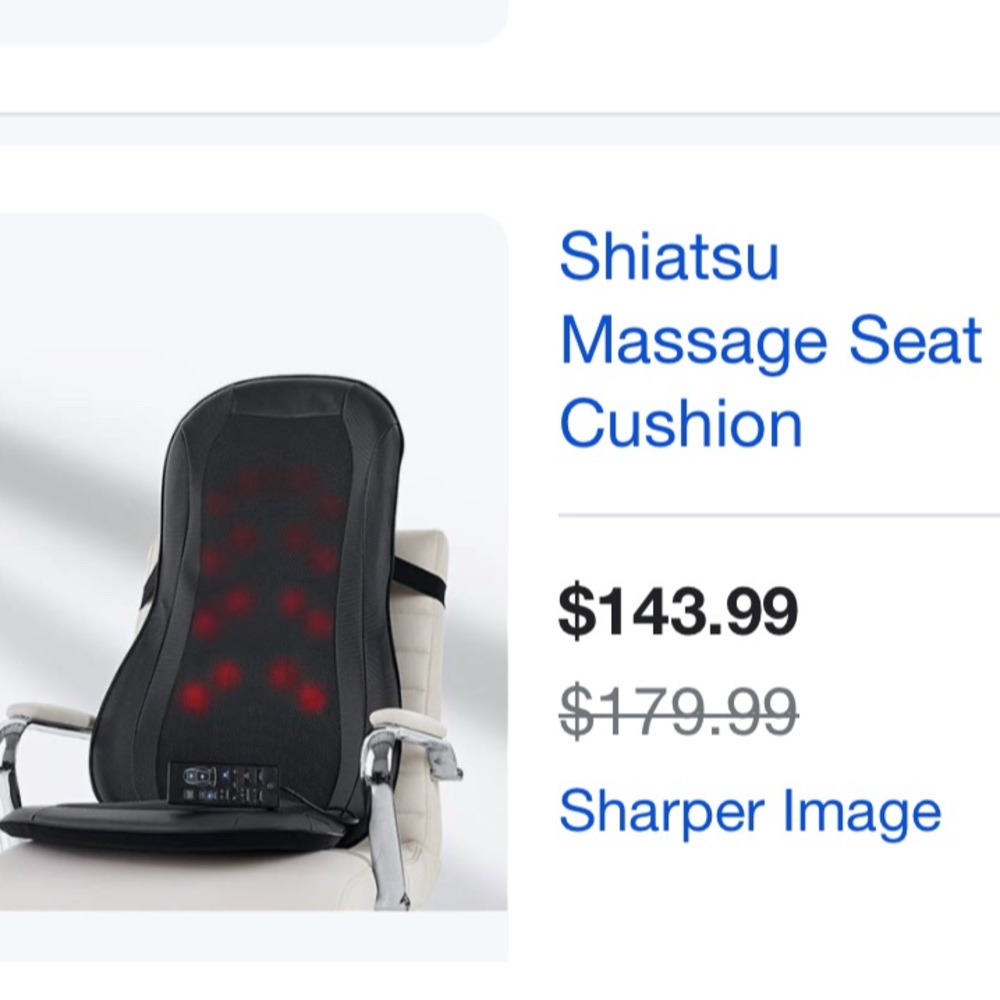 Sharper Image Black Massage Cushion with Remote